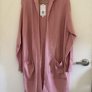 Pink Open Front Cardigan